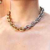 Mixed Oval Link Chain in Gold & Silver